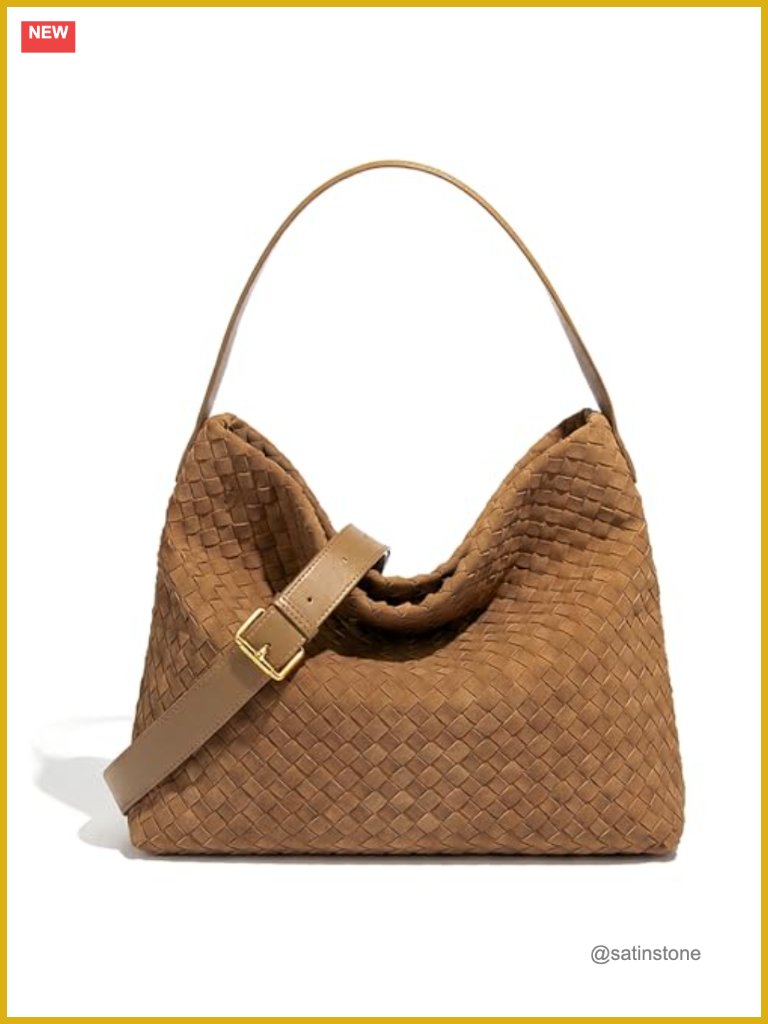 Suede Woven Tote Bag Braided Handbag Shoulder Purse Large Hobo Satchel